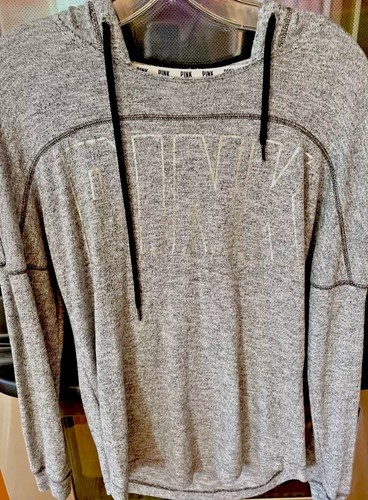 UNDERCOVER Felpa con cappuccio ROSA Victoria Secret pullover schiena aperta grigio XS ecc condizioni!