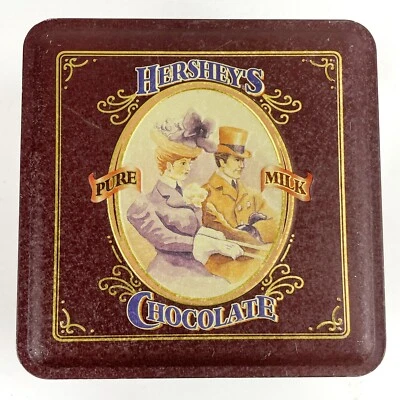 Vintage Hershey Chocolate Candy Tin 1995 Square Canister Valentine Halloween - Image 1 of 4