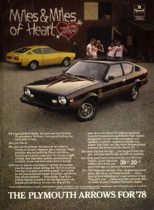 Plymouth Arrows GT 1978 coche vintage anuncio de revista de 1 página - Imagen 1 de 1