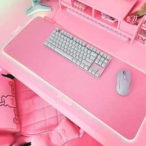 Gaming Mouse Pad Pink RGB 80*30cm Extended Glowing Led Light Up Desk Mat - Picture 1 of 6