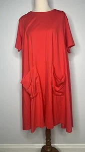 COS Melon Red Shift Dress Size L Relaxed Pockets Trapeze NWOT AU 16 - Picture 1 of 8