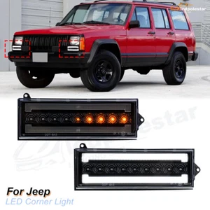 Luz de señal de giro LED DRL dinámica 2 piezas para Jeep Cherokee XJ 1984-1996 lente transparente - Imagen 1 de 11