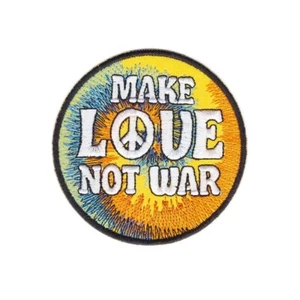 Iron or Sew On Embroidered Patch Tie Dye Style - Make Love Not War 8 cm - Picture 1 of 1