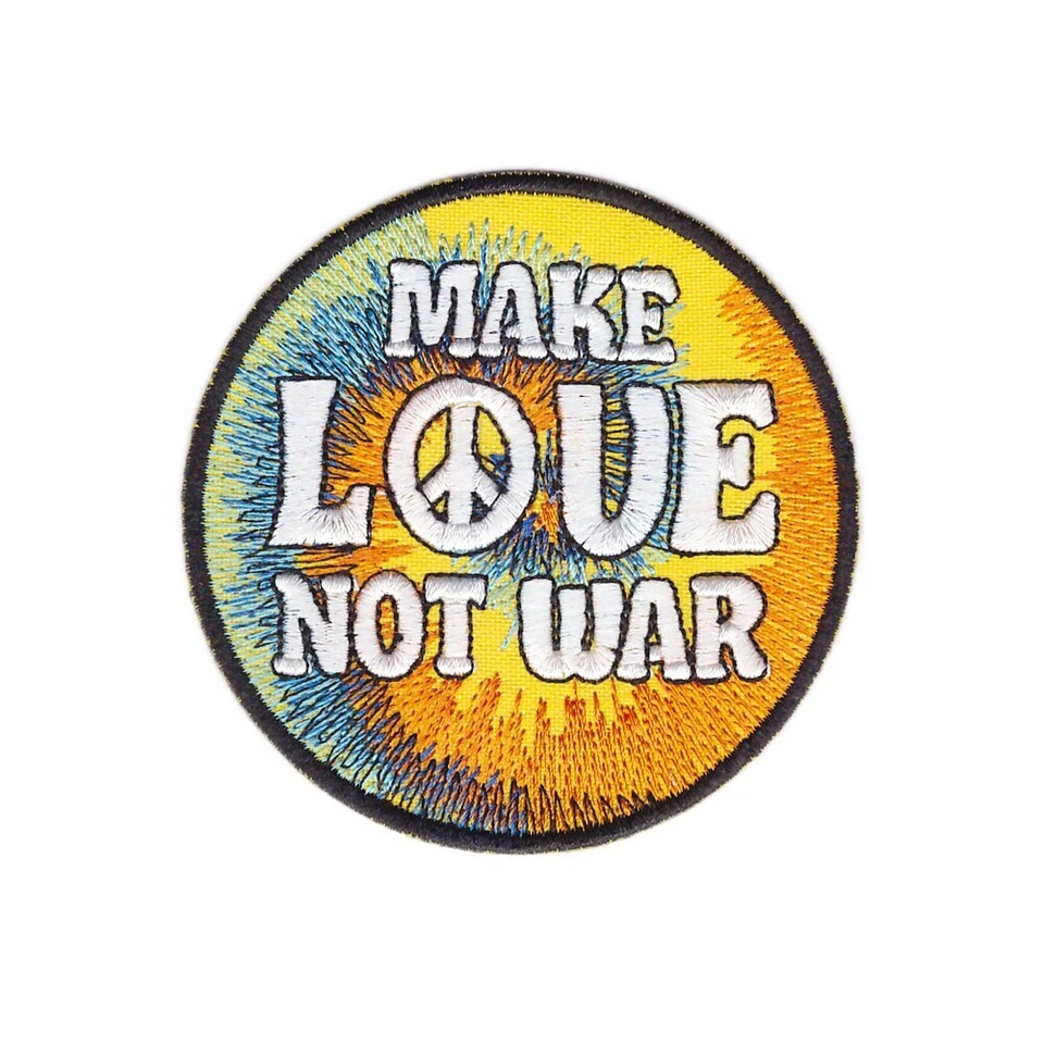 Iron or Sew On Embroidered Patch Tie Dye Style - Make Love Not War 8 cm - Image 1 of 1