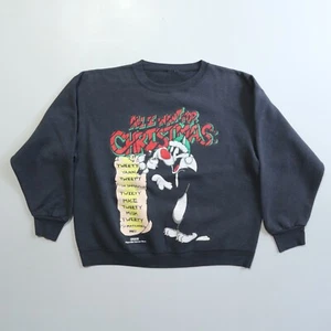 Vintage Christmas Sweatshirt 90s Looney Tunes Sylvester Cat - Picture 1 of 5