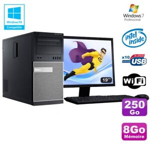 Lot PC Tour Dell 790 G630 2.7Ghz 8Go Disque 250Go DVD WIFI Win 7 + Ecran 19"