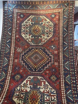 Antique 1880,s Caucasian Karachov Kazak Rug 5x8 - Image 1 of 4