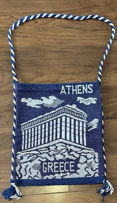 Bolso de Hombro Mensajero De Colección Atenas Grecia Partenón Tejido Correa Trenzada Hipster Foto 1 de 4