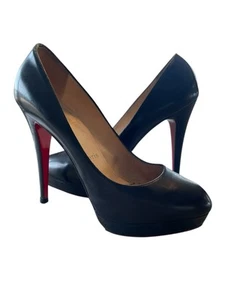Christian Louboutin Black Leather Bianca Platform Pumps Size 40 Italy 130 mm 5” - Picture 1 of 24