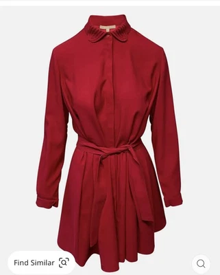 Maje Long sleeve Belted Short Sleeve Dress  Size 2 Red/pink - Image 1 of 4