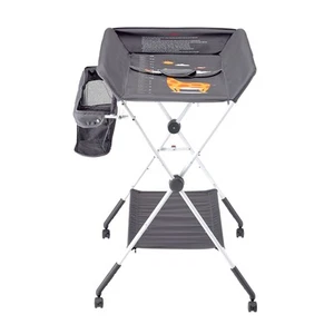 Foldable Baby Changing Diaper Station with Side Basket & Wheels Dark Gray - Picture 1 of 12