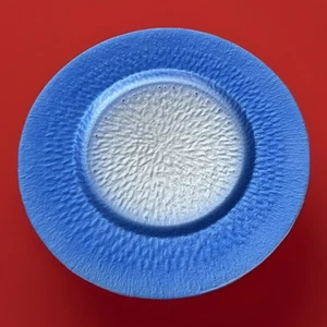 Pebbled Cobblestone Look Blue Rim Silver Middle Glass Platter Charger Plate 13” - Picture 1 of 8