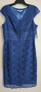 Antonio Melani Blue Dress Womens Size 10 Lace Overlay Floral Pattern New W/ Tags - Picture 1 of 12