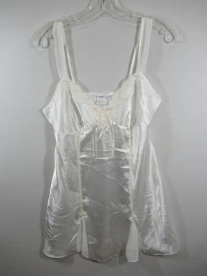 Apt. 9 Camisón quimise de satén y encaje para mujer grandes lentejuelas lazos blanco nupcial Foto 1 de 4