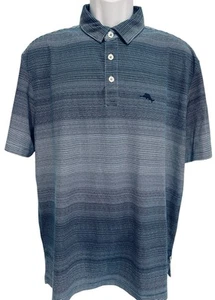 Tommy Bahama Polo Shirt Mens L Large Blue Gradient Stripe Logo - Picture 1 of 7