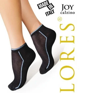 LORES Joy negro red mujer calcetines de lujo tobillo azul raya algodón opaco - Imagen 1 de 2