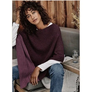 J. Jill Burgunderrot Color Block Strick Poncho One Size OS - Bild 1 von 7