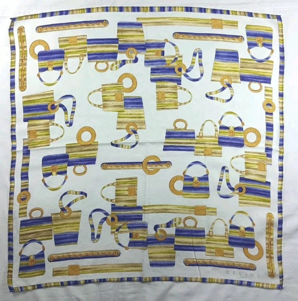 Celine Paris Algodón Bufanda Bufandas Diadema Colección Vintage 21"×21" Foto 1 de 4