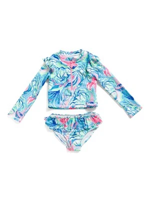 NWT TOMMY BAHAMA KIDS GIRLS 2 PIECE RASHGUARD TOP & SWIM BOTTOMS SET BLUEFISH 4T - Image 1 of 2