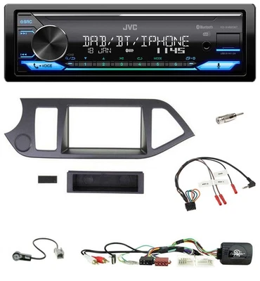 JVC Bluetooth DAB USB Lenkrad Autoradio für Kia Picanto ab 2011 USB AUX ohne Sta - Bild 1 von 4