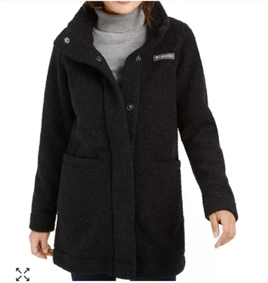 Usado Casi NUEVO - Chaqueta Larga Columbia Panorama Peluche Polar Mujer Pequeña Negra Foto 1 de 4
