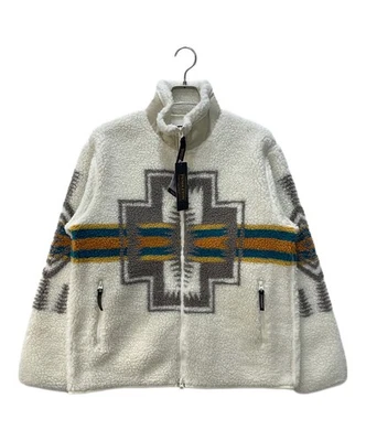 PENDLETON Native American pattern boa fleece jacket Size: L Ivory Men 9475-7216 - Image 1 of 4