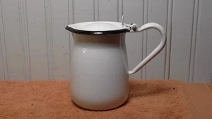 Vintage White  Milk  Creamer Pitcher with hinged  Lid - Picture 1 of 9