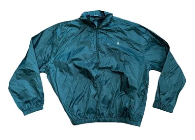 De Colección Años 90 Polo Ralph Lauren Para Hombres Verde 1/4 Cremallera Pullover Rompevientos Chaqueta L/XL Foto 1 de 3
