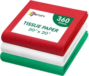 Christmas Tissue Paper for Gift Bags, 360 Sheets 20 X 20 Inches Christmas Tissue - Picture 1 of 12