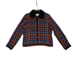 Michael Simon Gr. Medium Basketweave ColorfuFunky Ribbon Cardigan Pullover Jacke - Bild 1 von 10