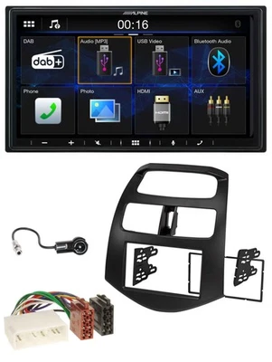 Alpine Bluetooth 2DIN MP3 DAB USB Autoradio für Chevrolet Spark KLM 2012-2013 - Bild 1 von 4
