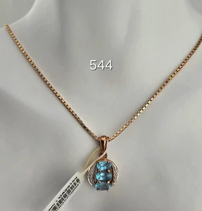 5.23g 9ct Rose Gold Necklace Choker Apatite White Topaz Solid Unworn Vintage 375 - Picture 1 of 11