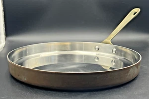 Vintage All Clad Cop R Chef 12" Copper SS Skillet Pan 9" Brass Handle Flambé - Picture 1 of 10