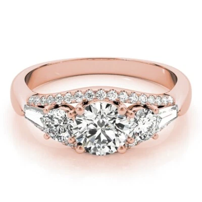 Wedding Ring 14K Rose Gold IGI GIA  1.50 Carat Lab Created Round Cut Diamond 5 - Image 1 of 4
