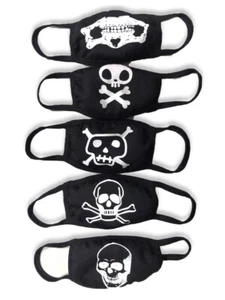 Big Top Deals 5-Pack Fashionable 100% Cotton Skull Prints Face Masks with Adjus - Picture 1 of 3