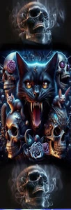 MONSTER CAT SKULL,FLOWERS,BUTTERFLIES,DOGS,CATS,BIRDS,-LAMINATED UNIQUE BOOKMARK - Imagen 1 de 1
