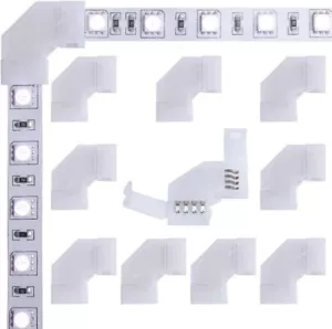 90 Degree Corner 4 Pin L Shape Connector for 10mm RGB LED Strip Light Non-waterp - Picture 1 of 6