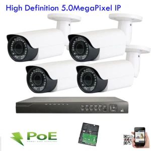 4Channel Wifi NVR 2592x1920P 5MP PoE IP 42IR Security Camera System IP66 F52 PoE - Picture 1 of 4