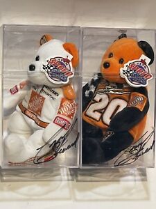 Tony Stewart #20 NASCAR Set Of 2 Autographed Beanie Babies And Cases Rare