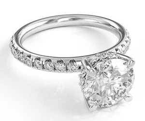 2.56 Round Certified FVS2 Lab Created Diamond Solitaire Engagement Ring 18K Gold - Picture 1 of 2