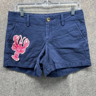Шорты женские Lilly Pulitzer 4 синие Seersucker нашивка на омара текстурированные Callahan - Изображение 1 из 4