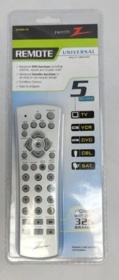 New Sealed Zenith Universal 5 Devices Remote Control Cable TV DVD CD ZN5015  - Image 1 of 2