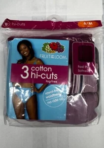 Fruit Of The Loom Womens Cotton Hi Cut Briefs 3 Pack Size 6/M - Picture 1 of 2