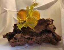 Vtg Lucite Grapes Burl Wood MCM Yellow Amber Grape Bunch Clusters 1 3/4