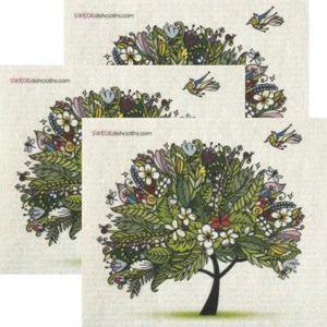 Tropical Tree Set of 3 each Swedish Dishcloths | ECO Friendly Absorbent Cleaning - Picture 1 of 6