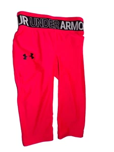 Under Armour girl heat gear active ankle pant red coral Size YSM stretch R1 - Picture 1 of 3