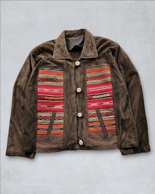 Vintage South American Brown Suede Jacket Boxy Fit Women's L - Image 1 of 4