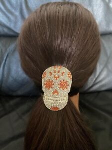New! Hair Tie/Sugar Skull/ Orange 3 inch Wide /Rhinestone Headbands   The Best!