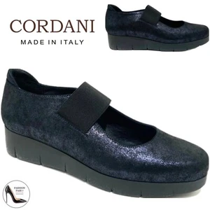 Cordani Metallic Navy Blue Leather Mary Janes Platform Shoes Suede Loafers 39 - Picture 1 of 8
