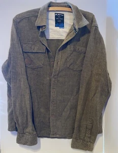 Kavu shirt Men's Size Medium Green Tweed Collared Button Up Shirt - Picture 1 of 6